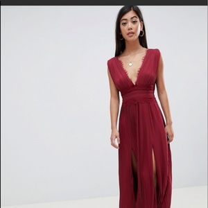 pleated maxi dress